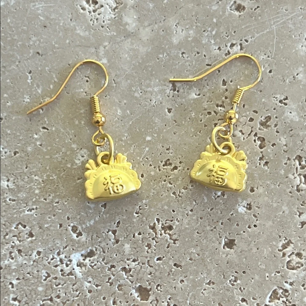 18k Gold Filled Good Fortune Drop Earrings
